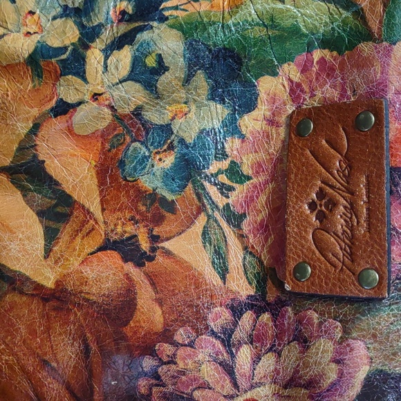 Patricia Nash " Benvenuto" Floral Distressed Leather Tote/Shoulder Bag - Picture 11 of 13